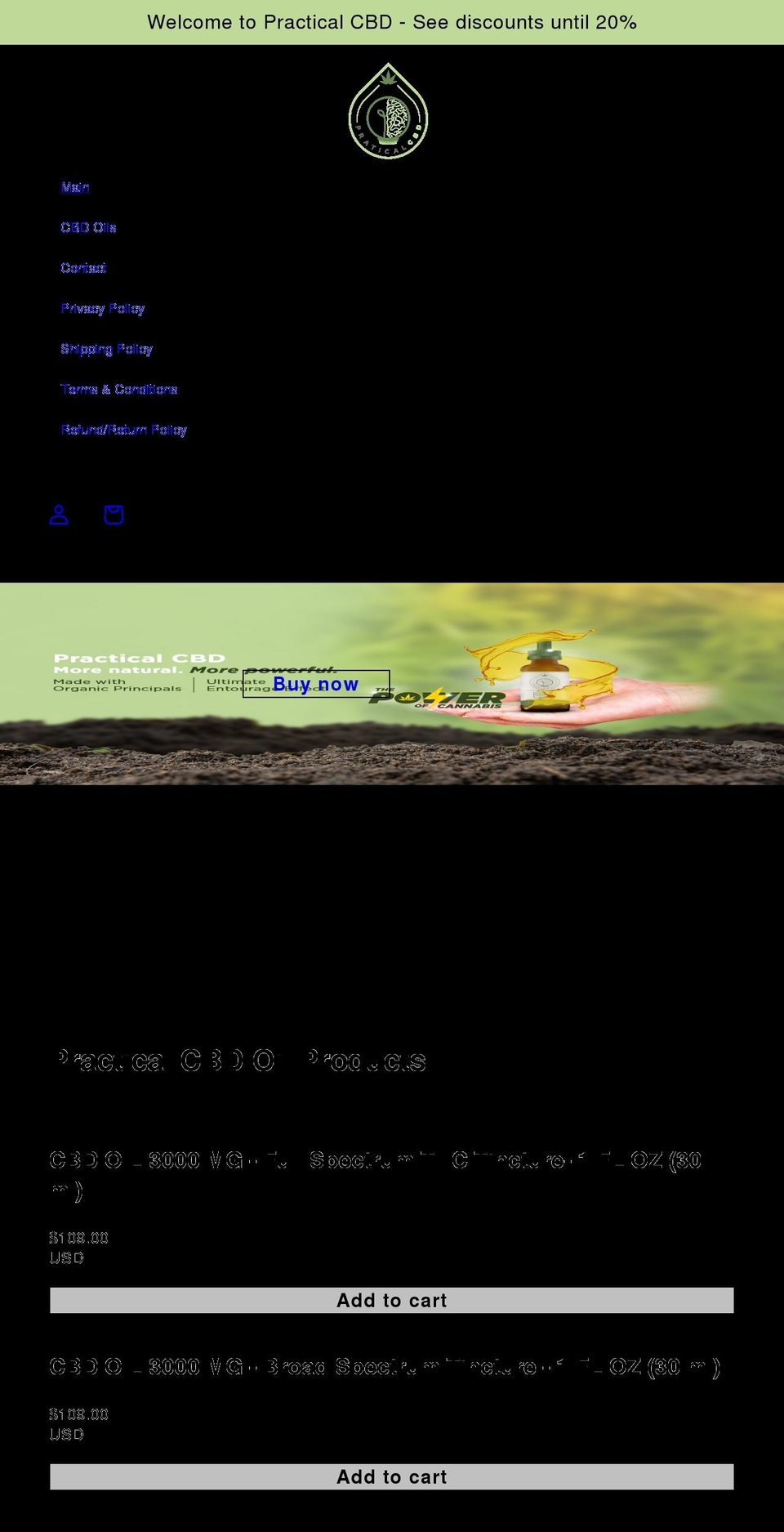 practicalcbd.com shopify website screenshot