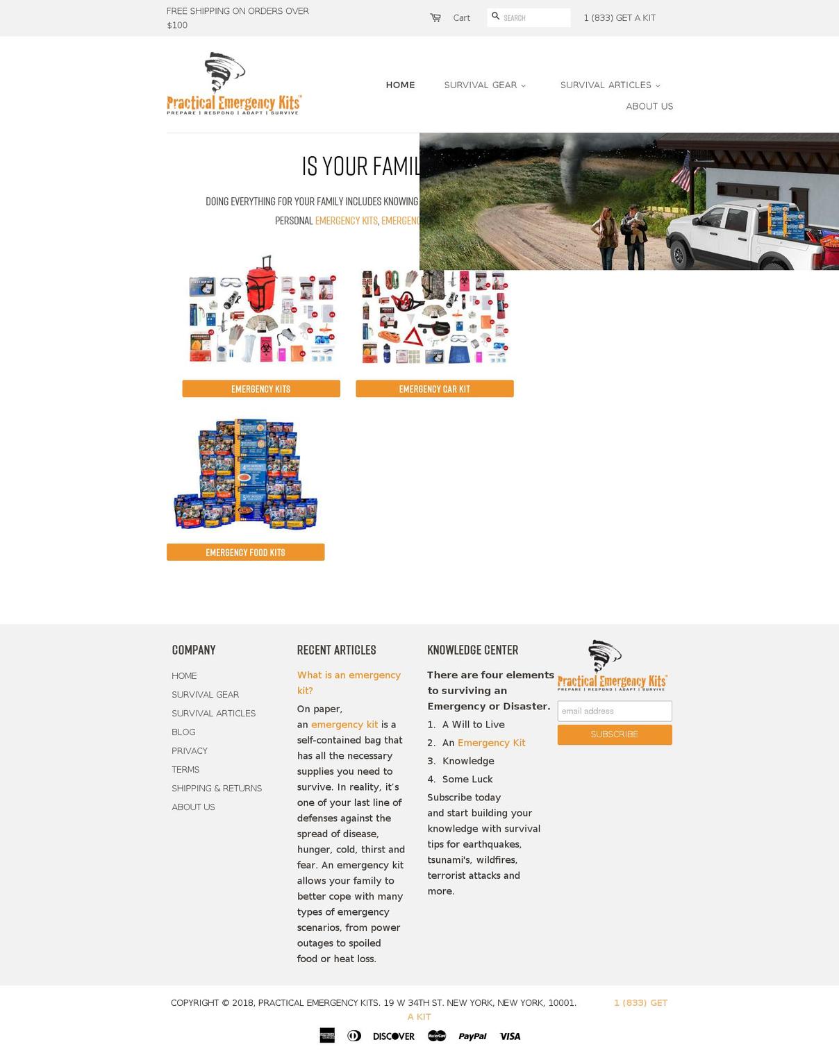 practicalemergencykits.com — Shopify storefront screenshot