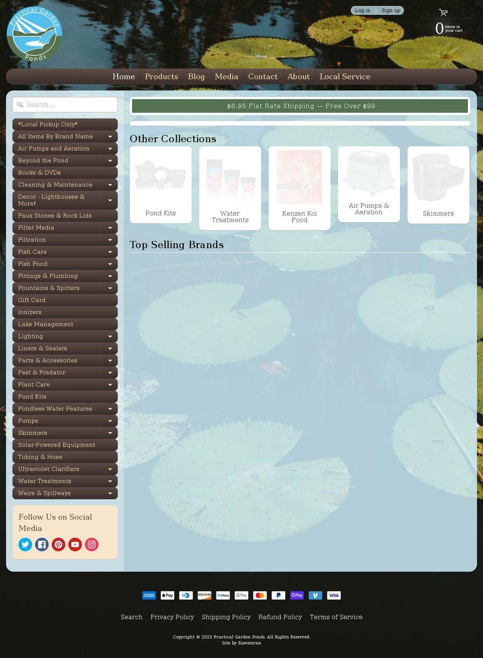 practicalgardenponds.com shopify website screenshot