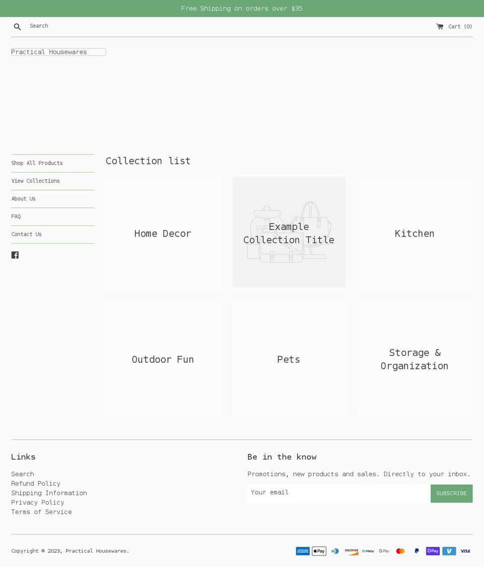 practicalhousewares.com shopify website screenshot