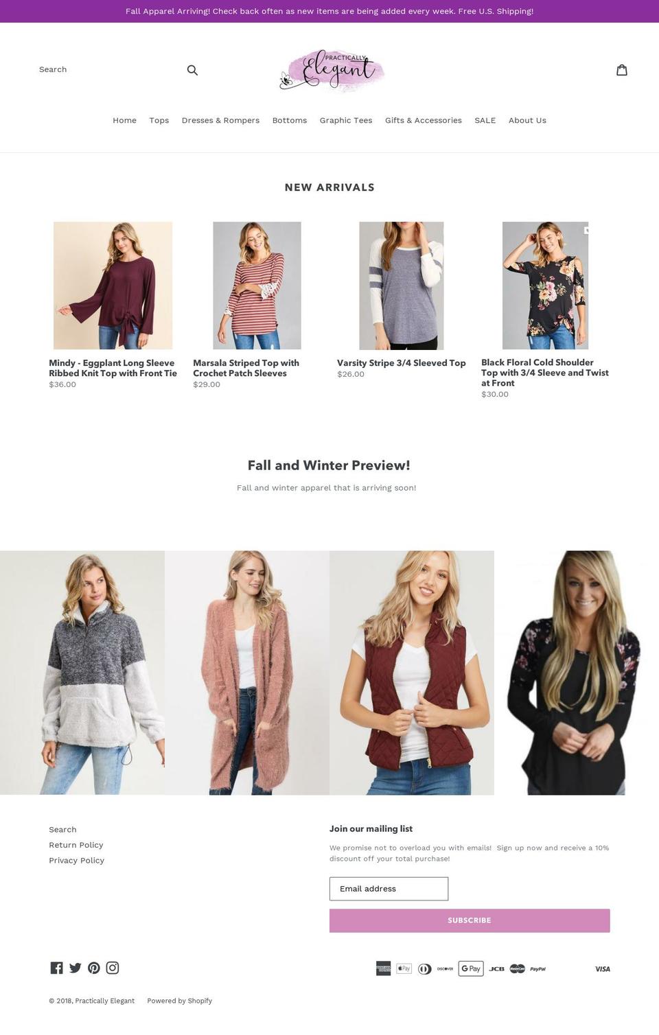 practicallyelegant.com — Shopify storefront screenshot