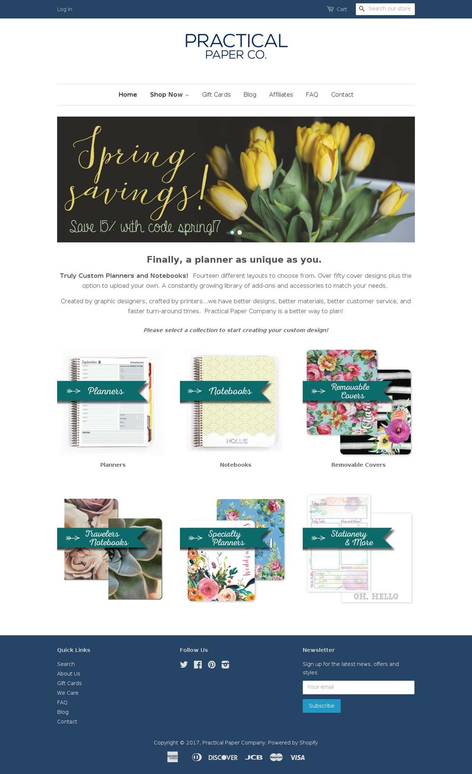 practicalpaperco.com shopify website screenshot