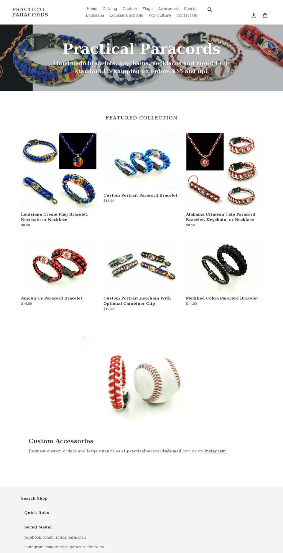 practicalparacords.com shopify website screenshot