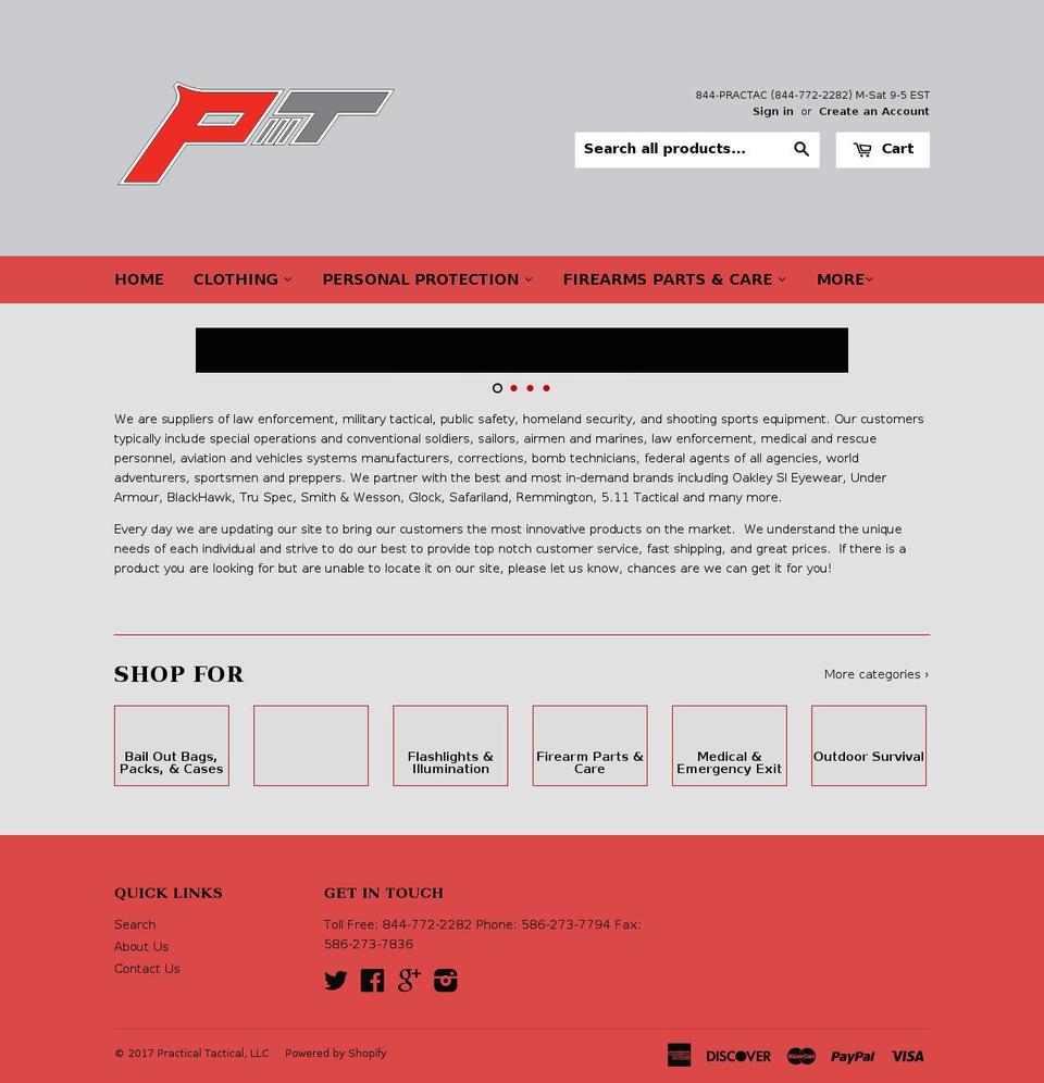 practicaltacticalsupplies.com shopify website screenshot