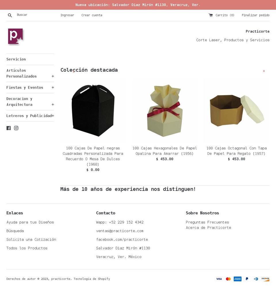 practicorte.com shopify website screenshot