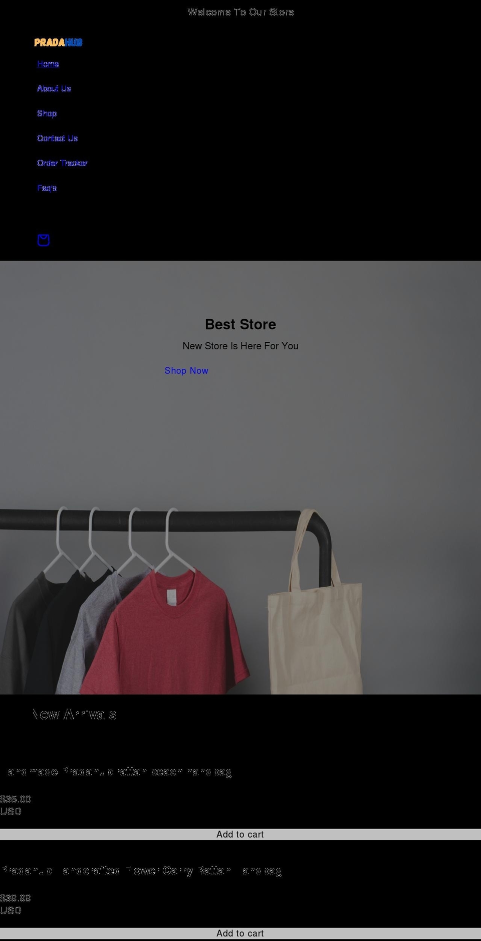 pradahub.com shopify website screenshot