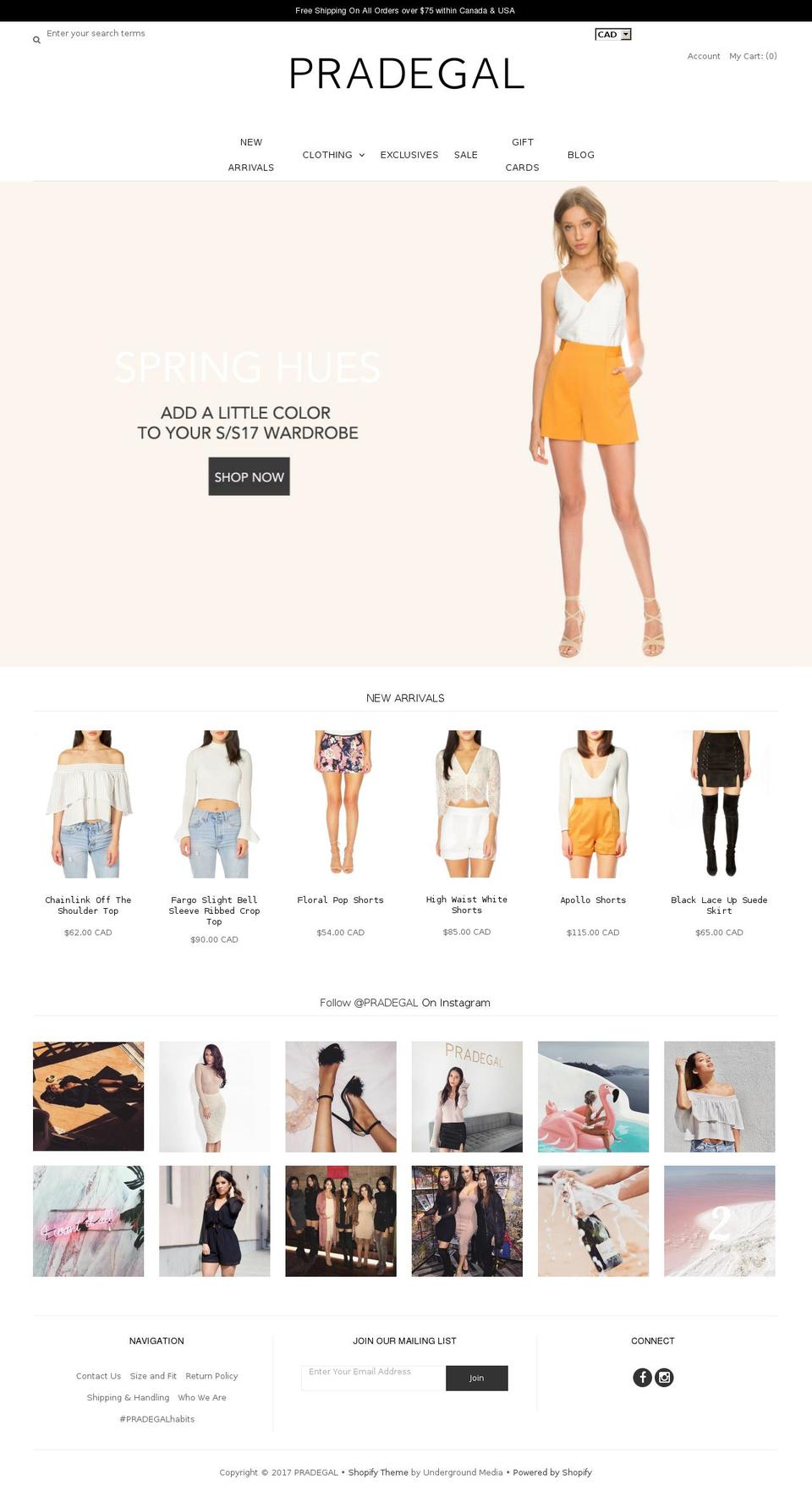 pradegal.com shopify website screenshot