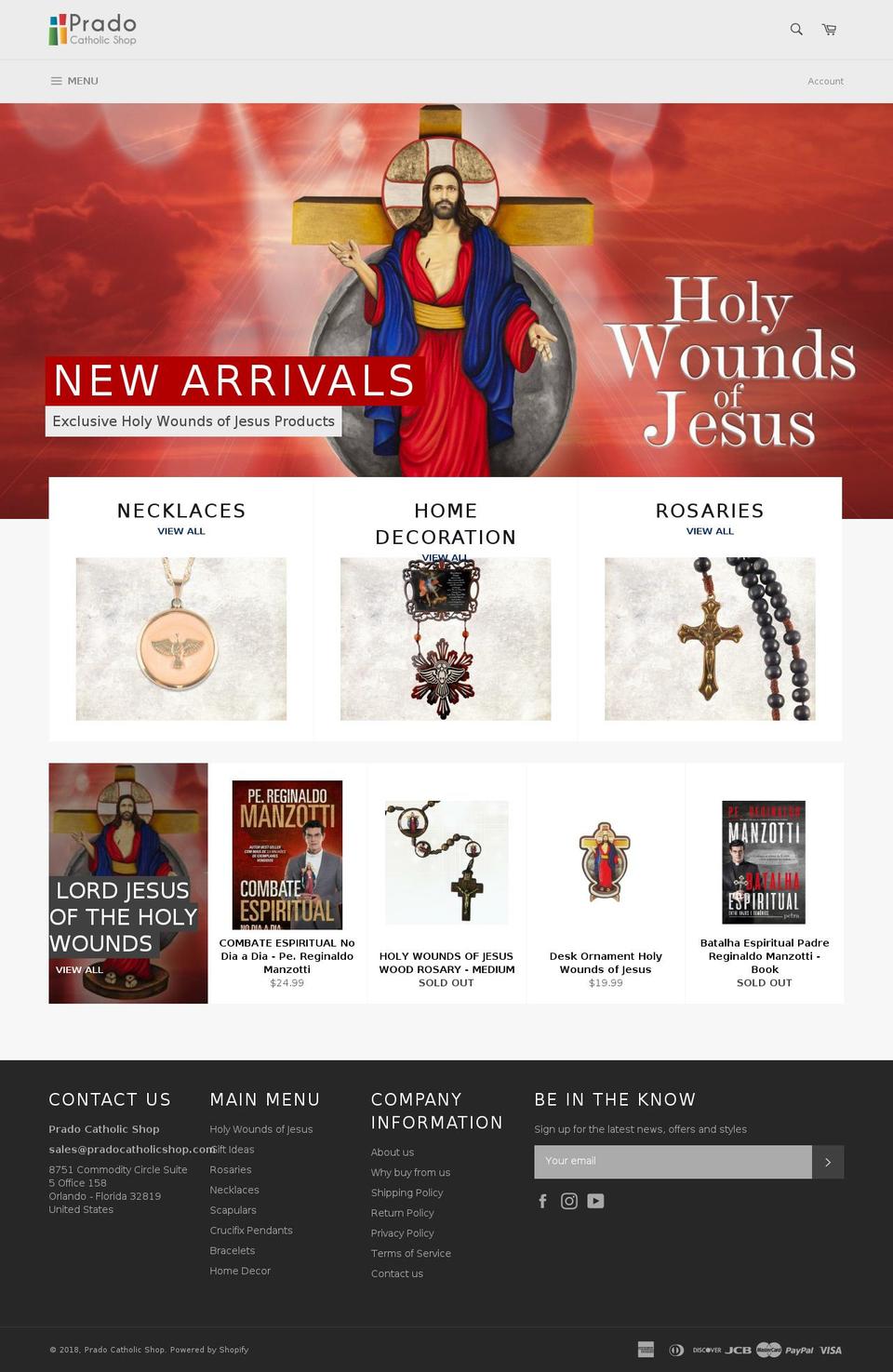pradocatholic.com shopify website screenshot