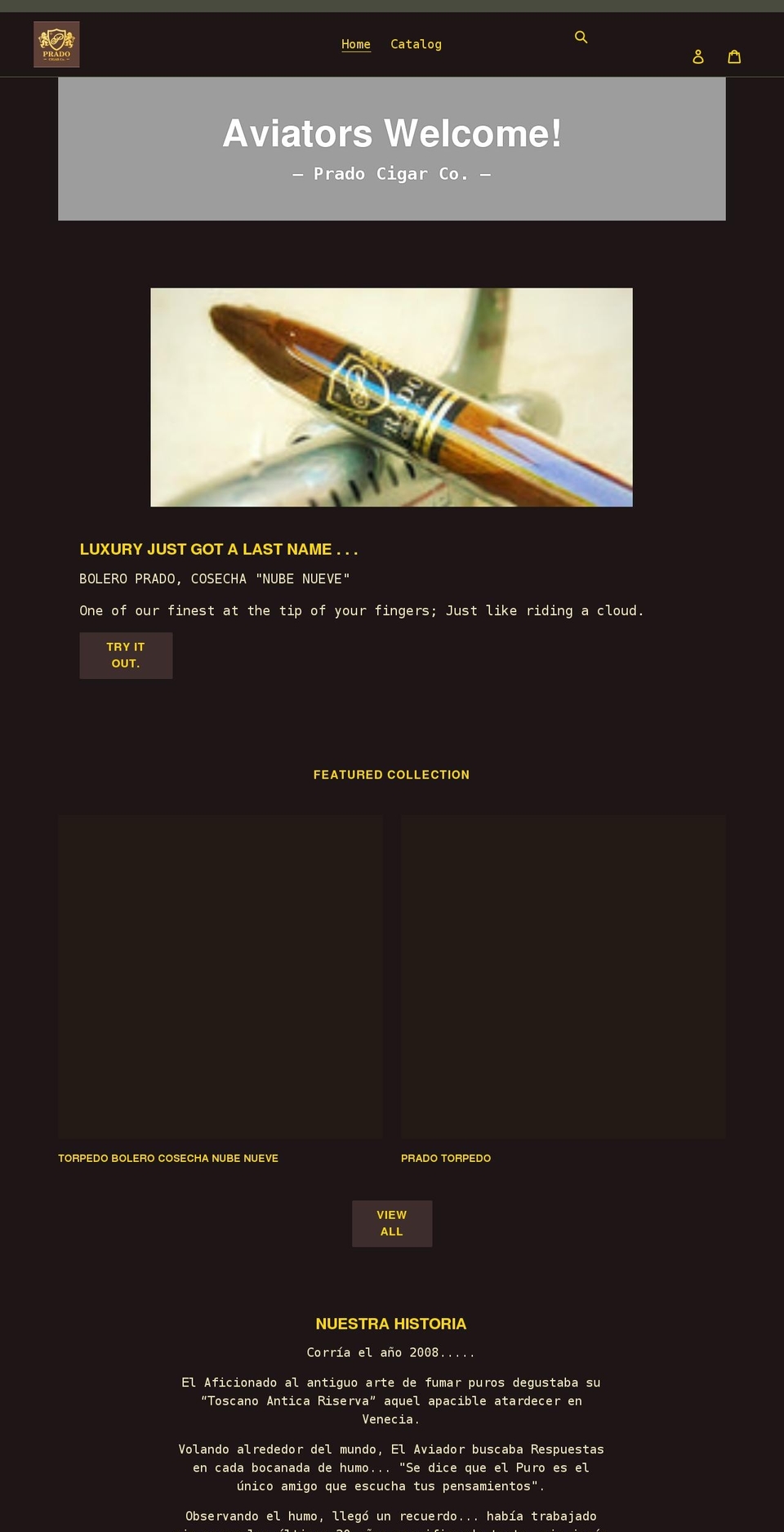 pradocigar.com shopify website screenshot