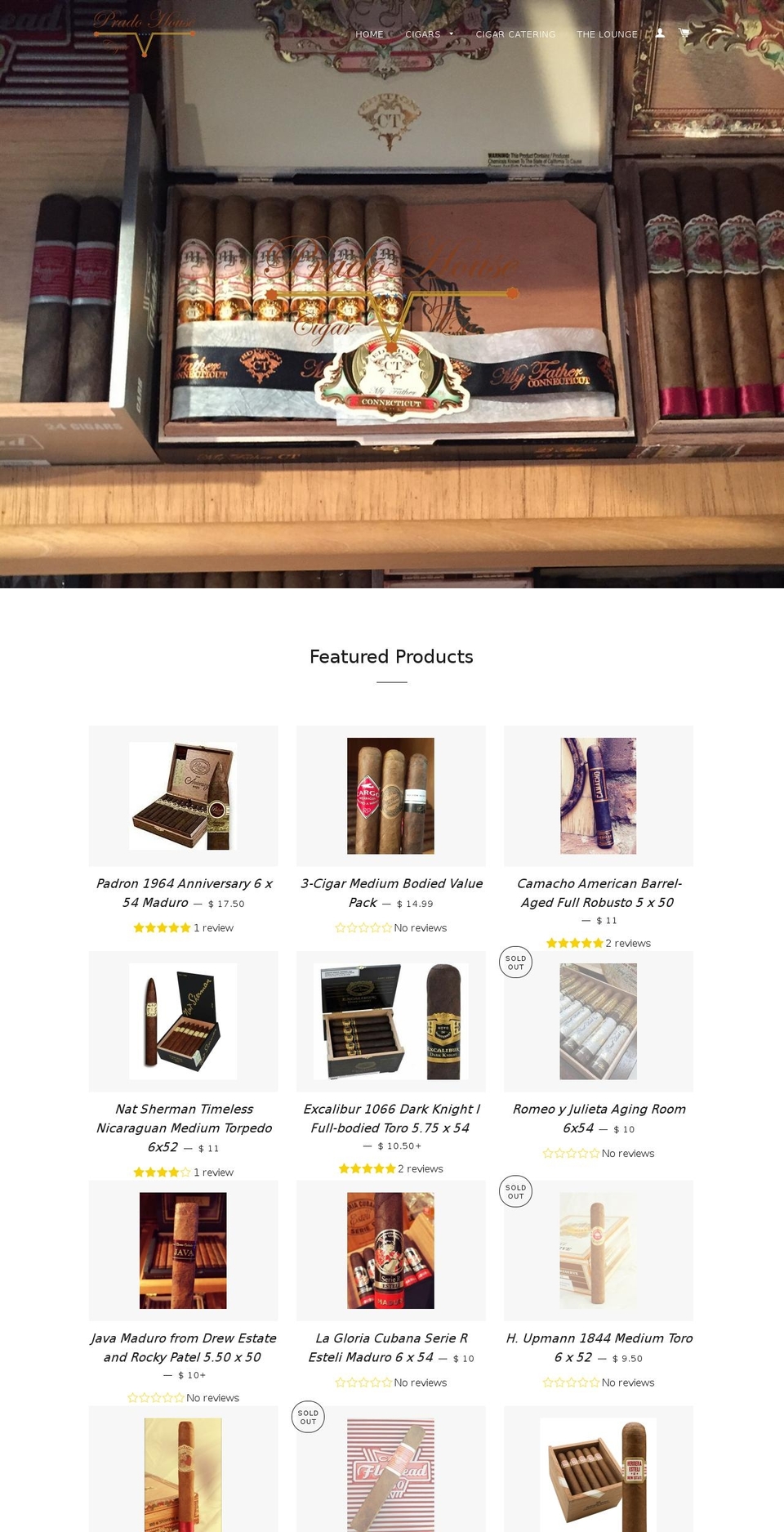 pradohousecigarco.com shopify website screenshot