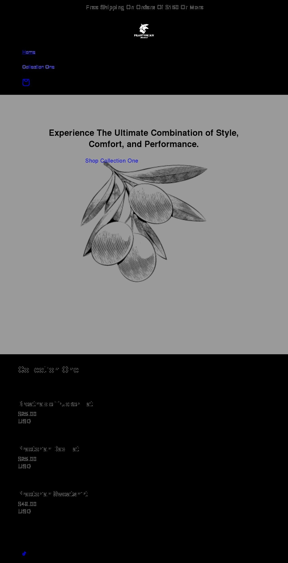 praetorianapparel.com shopify website screenshot