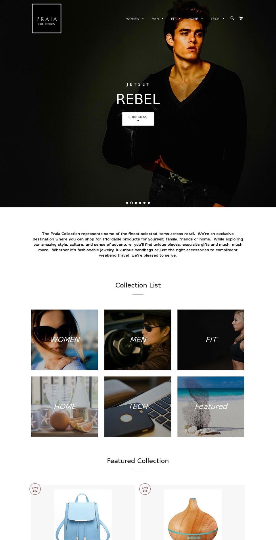 praiacollection.com — Shopify storefront screenshot