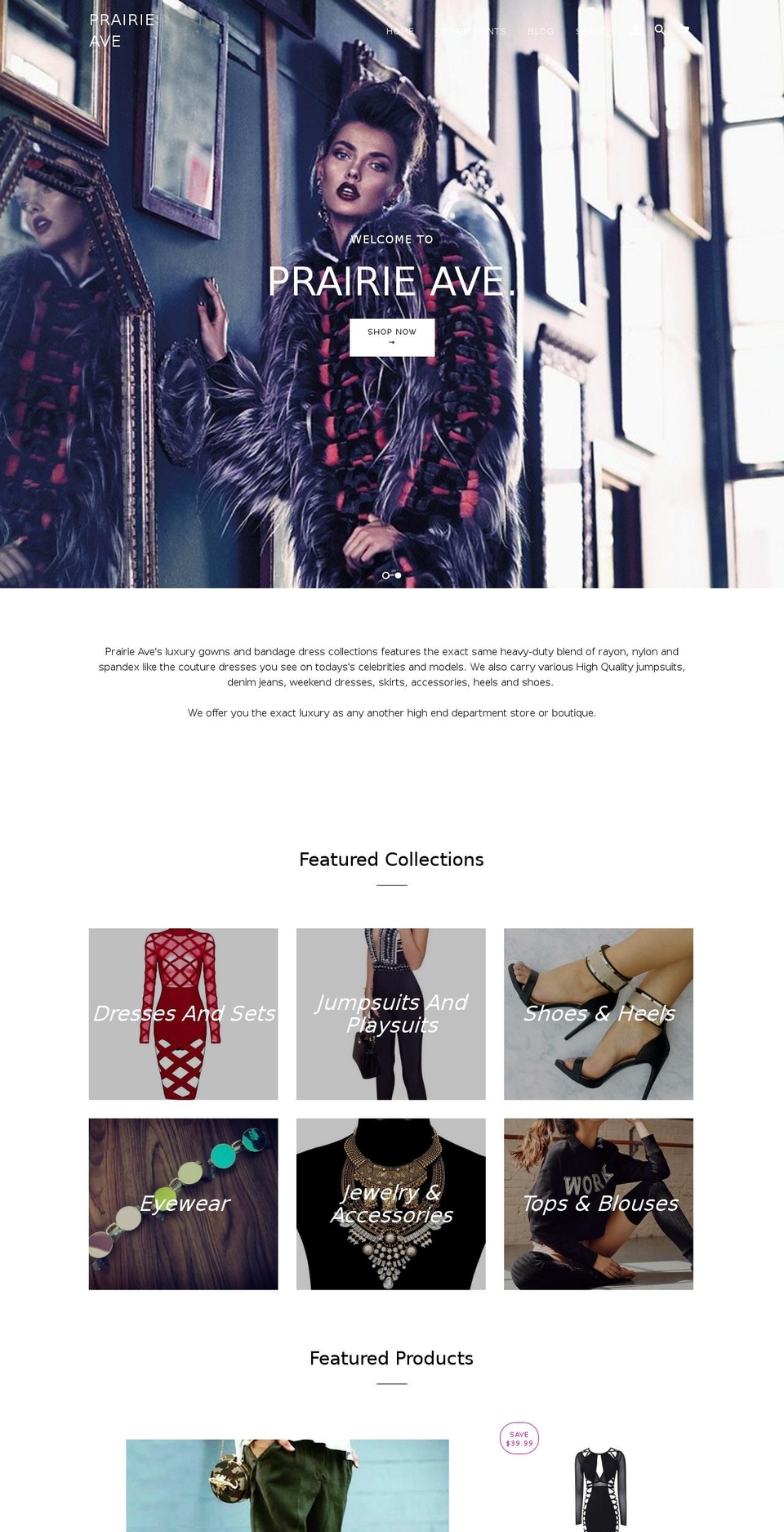 prairieave.com shopify website screenshot