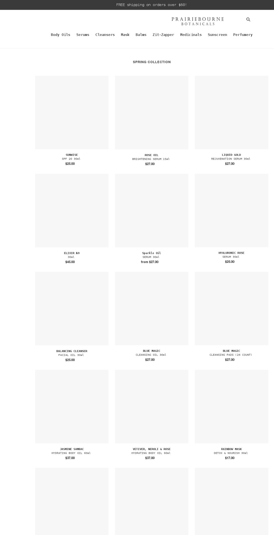 prairiebourne.com shopify website screenshot