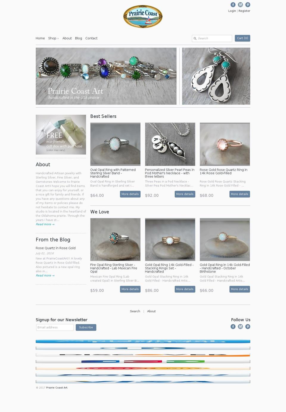 prairiecoastart.com shopify website screenshot
