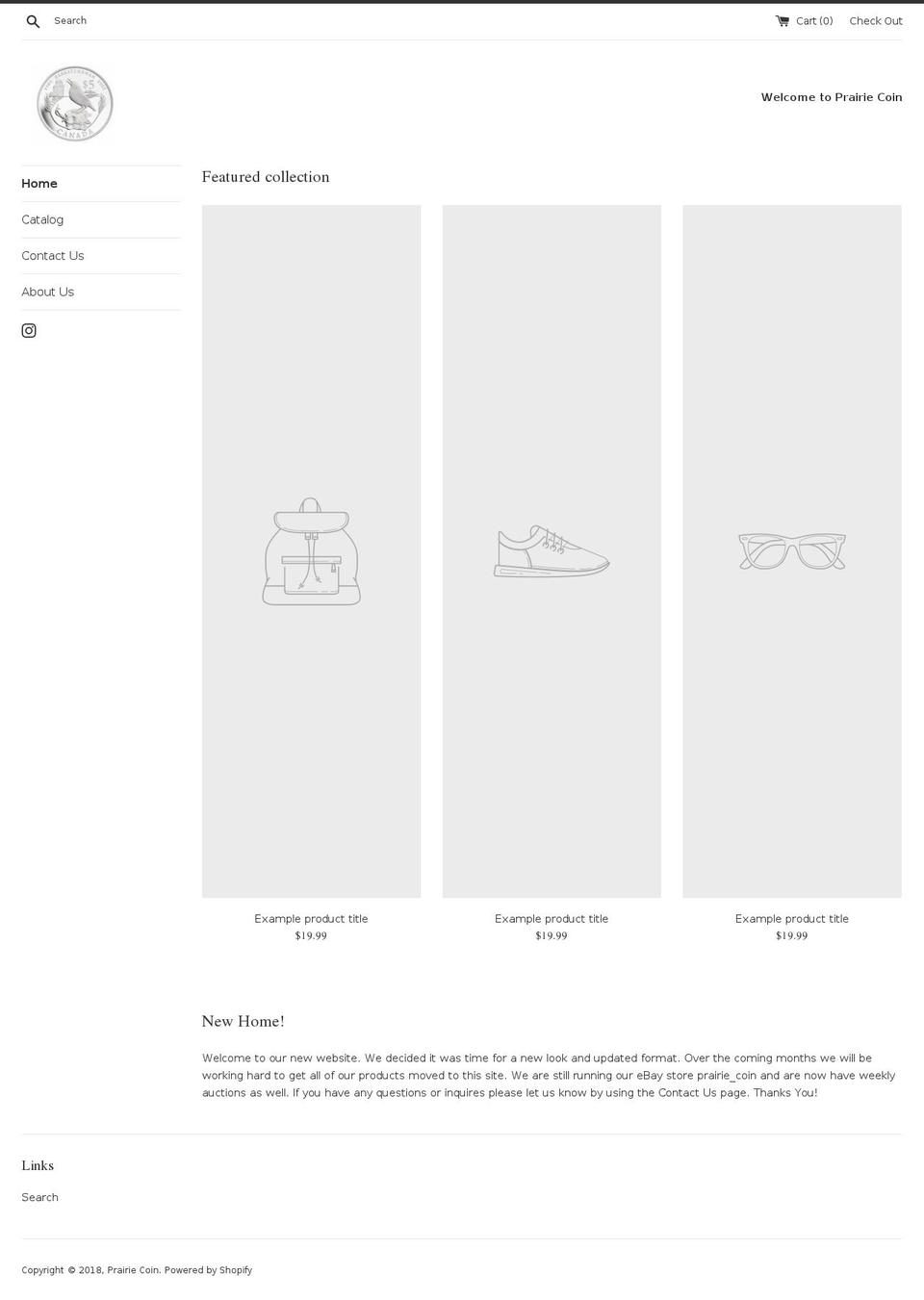prairiecoin.com — Shopify storefront screenshot