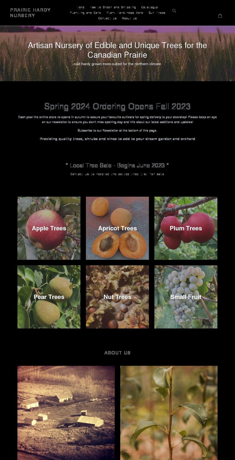 prairiehardy.com shopify website screenshot