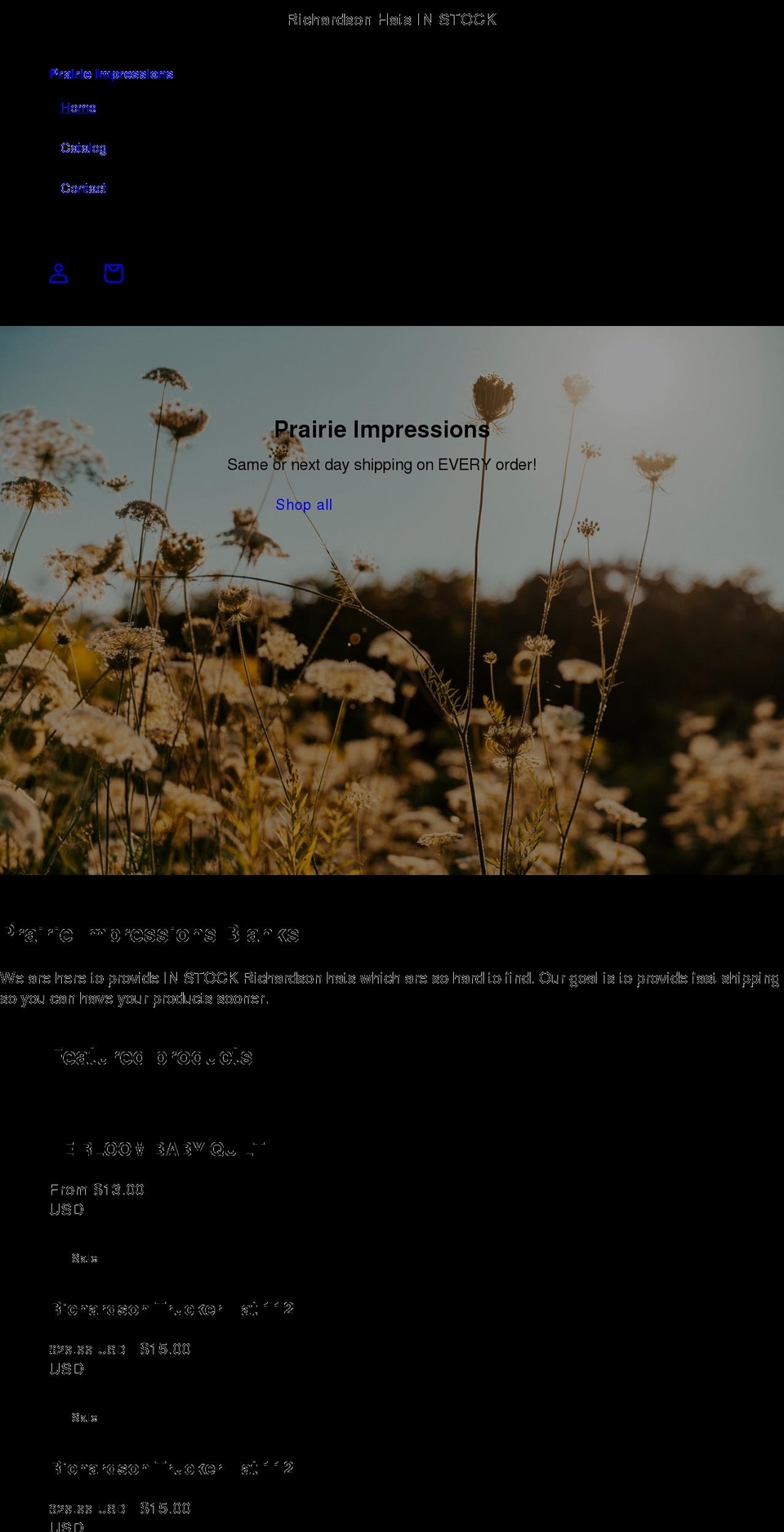 prairieimpressions.net shopify website screenshot