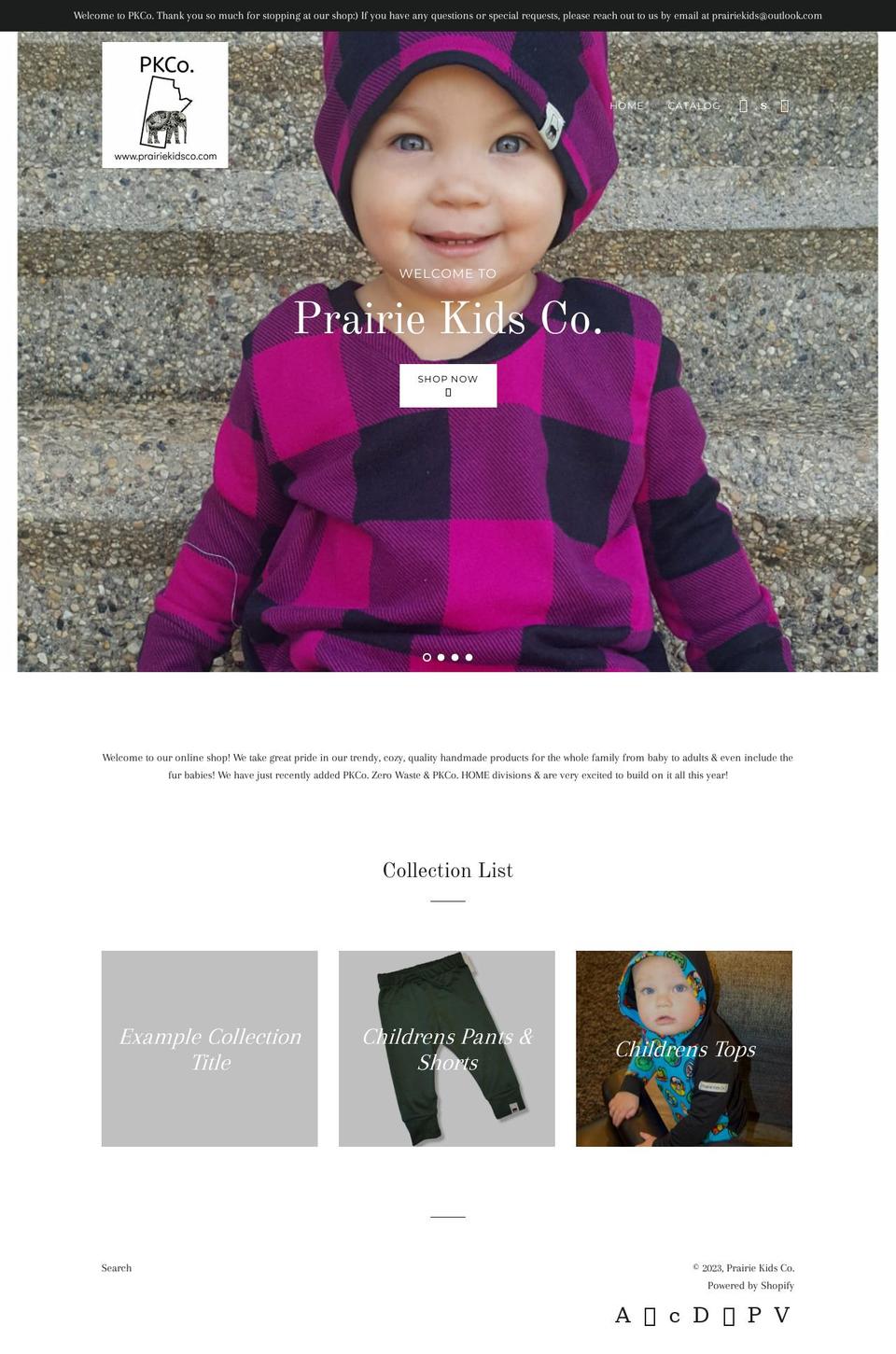 prairiekidsco.com — Shopify storefront screenshot