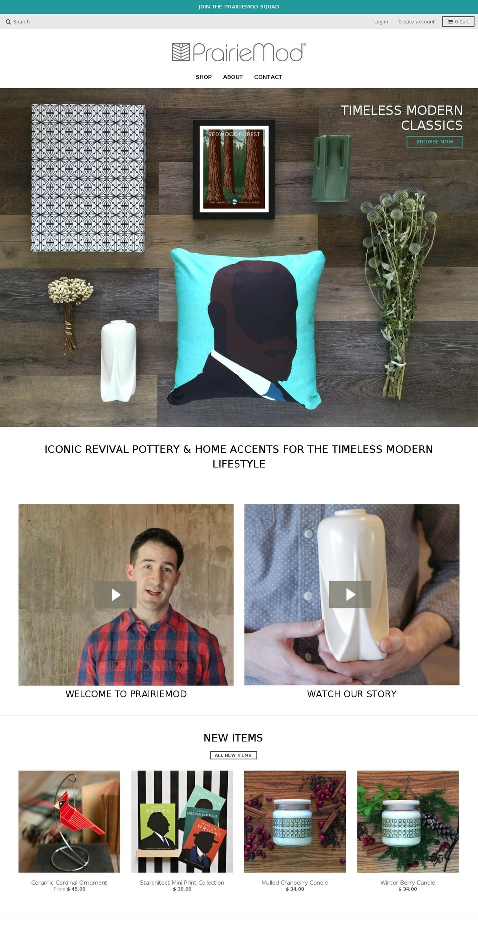 prairiemod.com shopify website screenshot