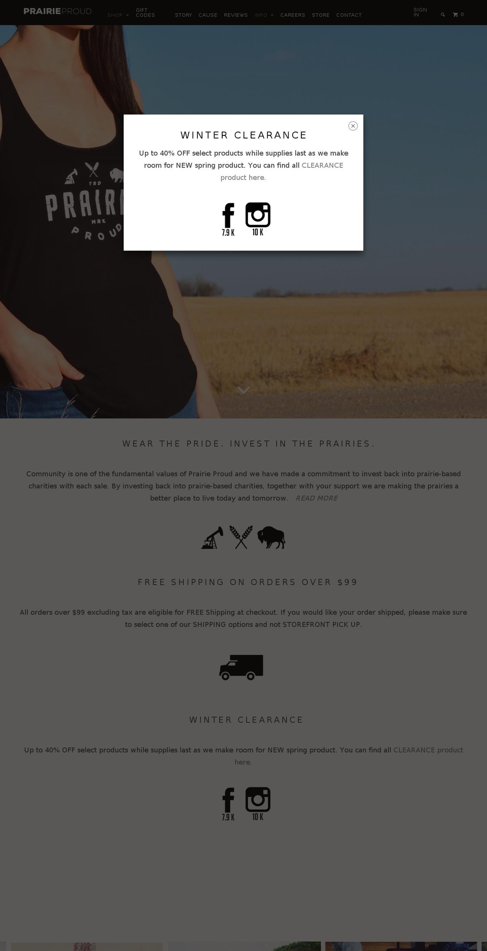prairieproudapparel.com shopify website screenshot