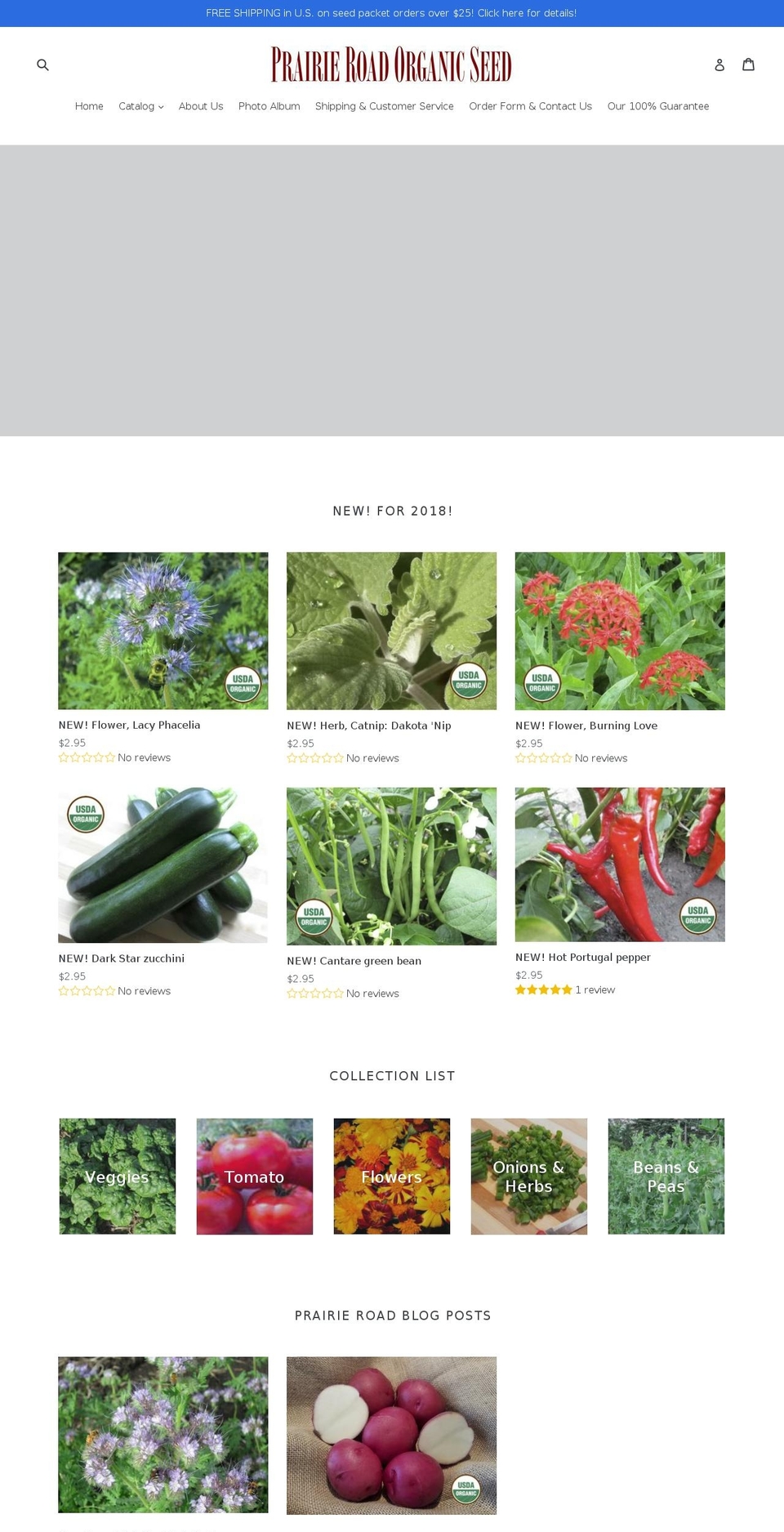 prairieroadorganic.net shopify website screenshot