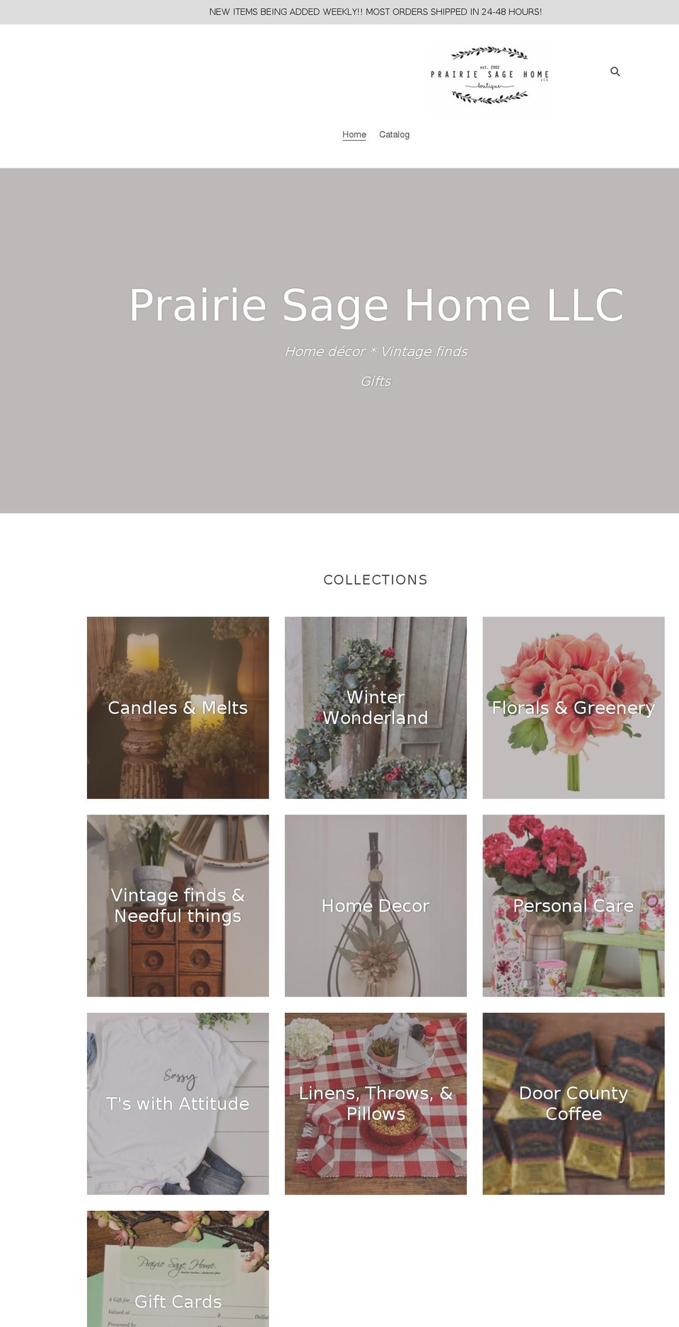 prairiesagehome.com shopify website screenshot