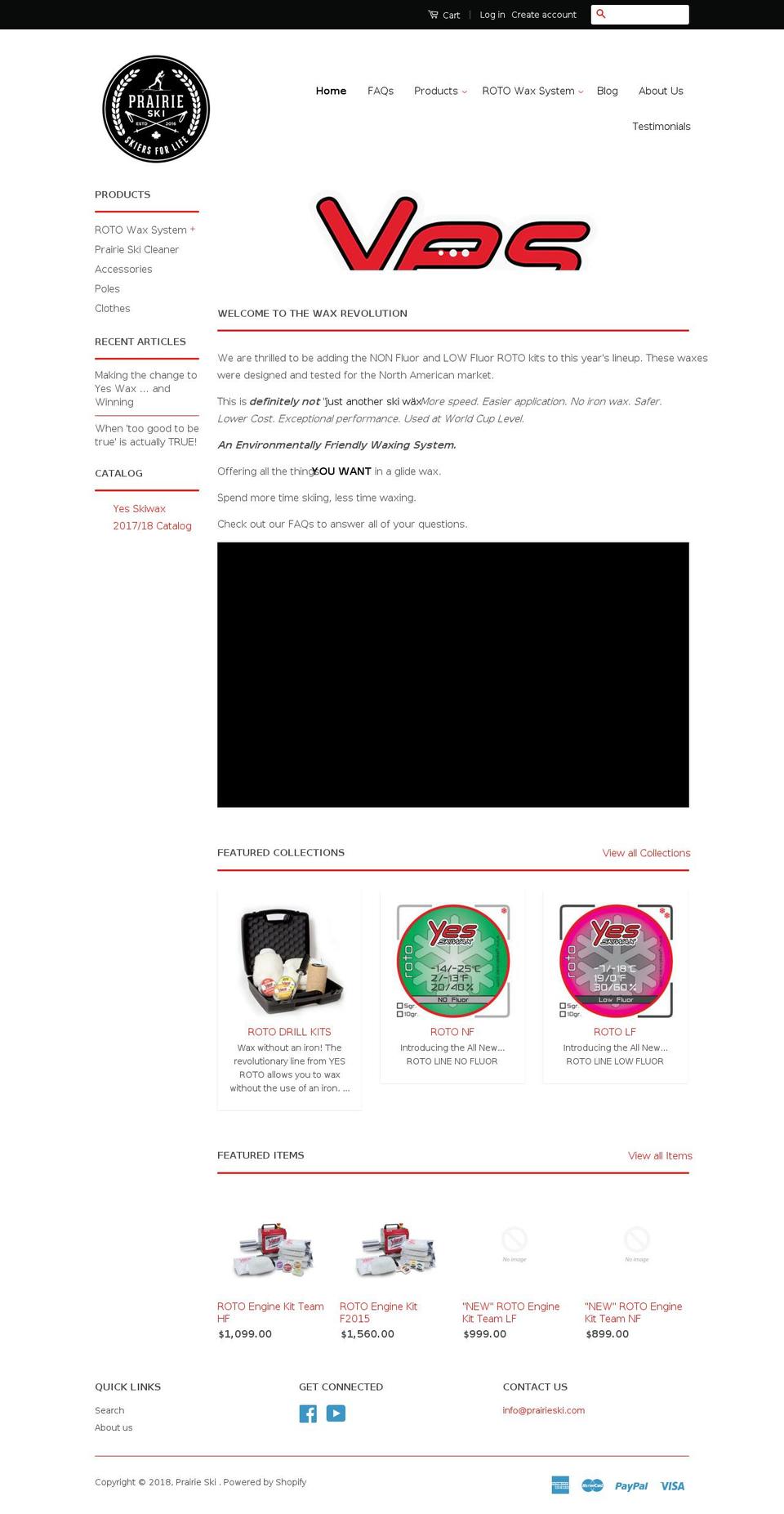prairieski.com shopify website screenshot