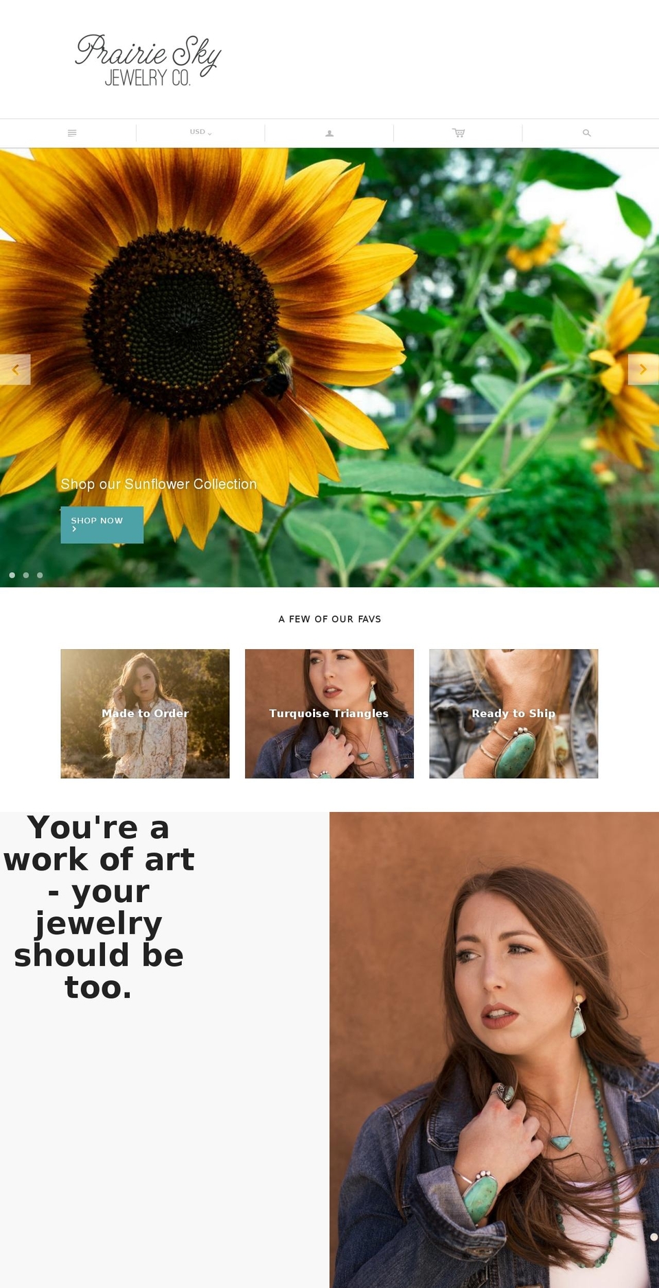 prairieskyjewelryco.com shopify website screenshot