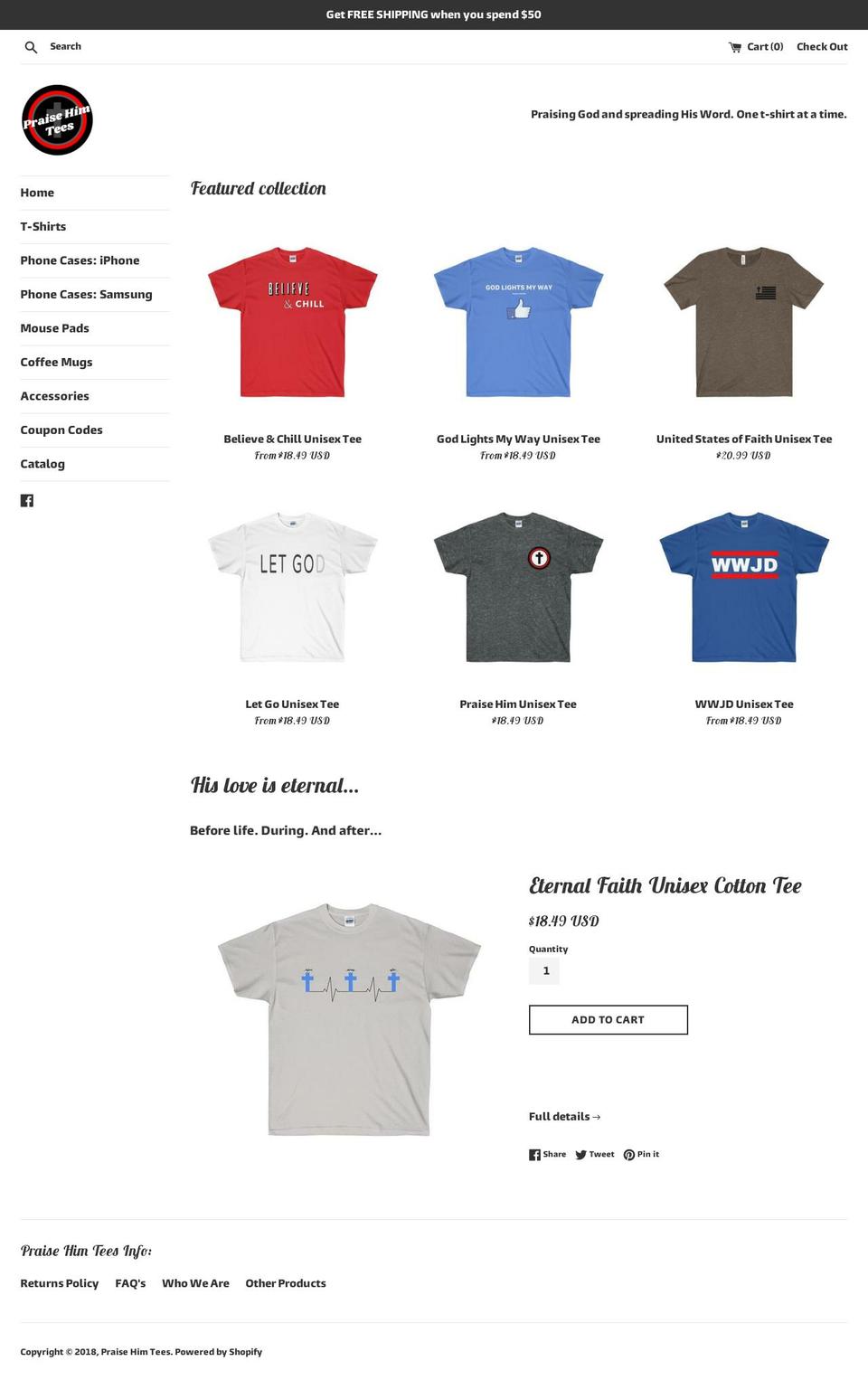 praisehimtees.com — Shopify storefront screenshot