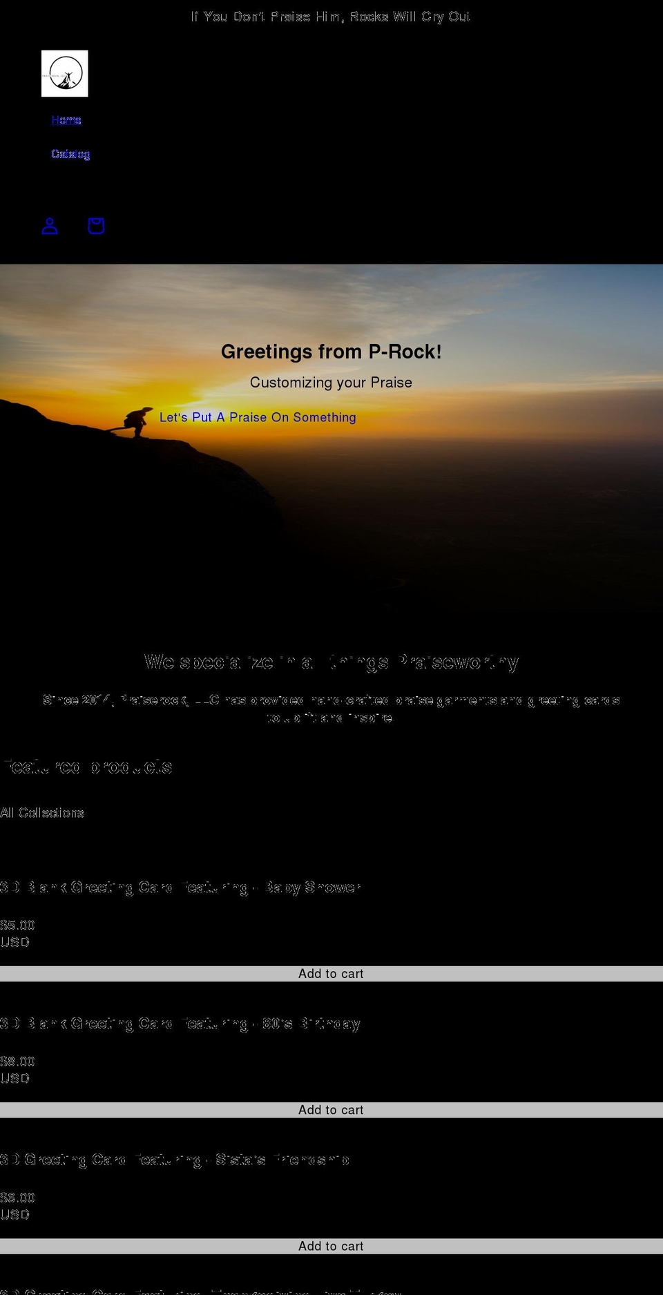 praiserockllc.com shopify website screenshot