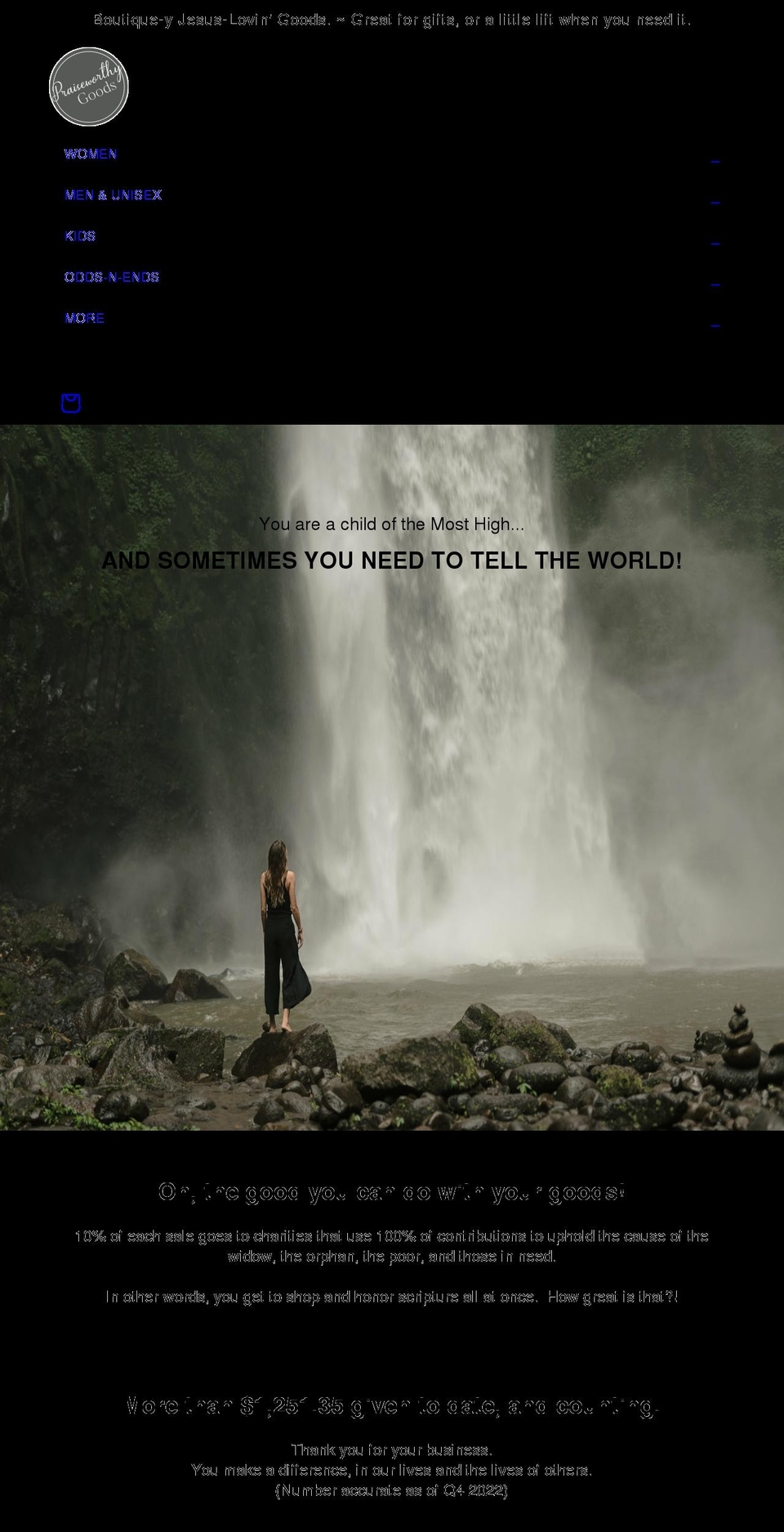 praiseworthygoods.com shopify website screenshot