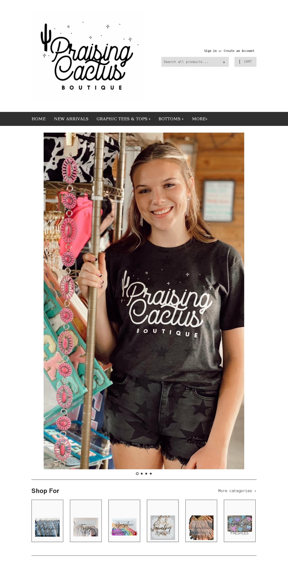 praisingcactusboutique.com shopify website screenshot