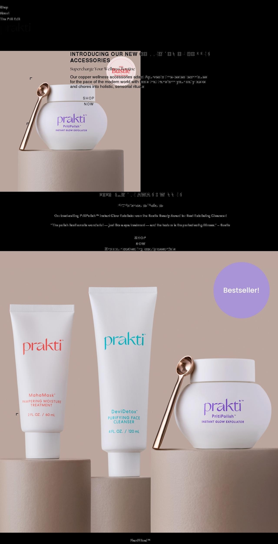 praktibeauty.com shopify website screenshot