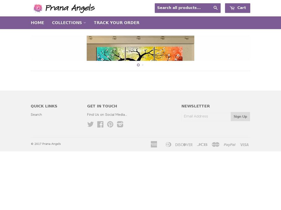 pranaangels.com shopify website screenshot