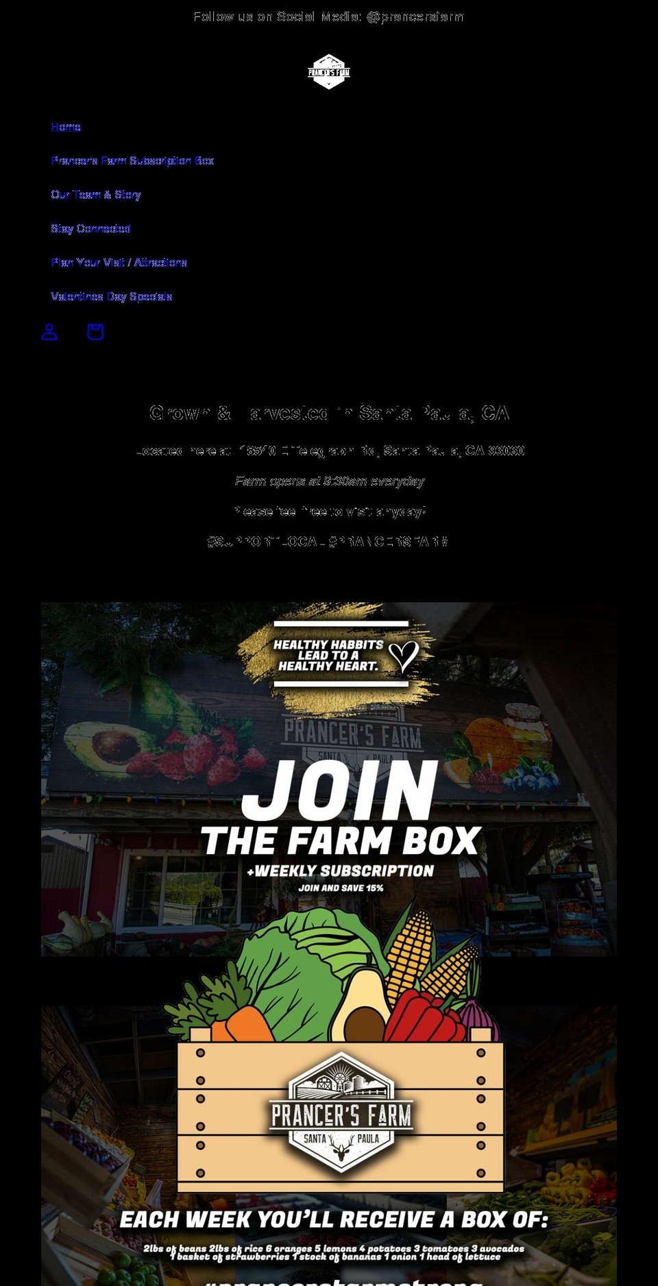 prancersfarm.com shopify website screenshot