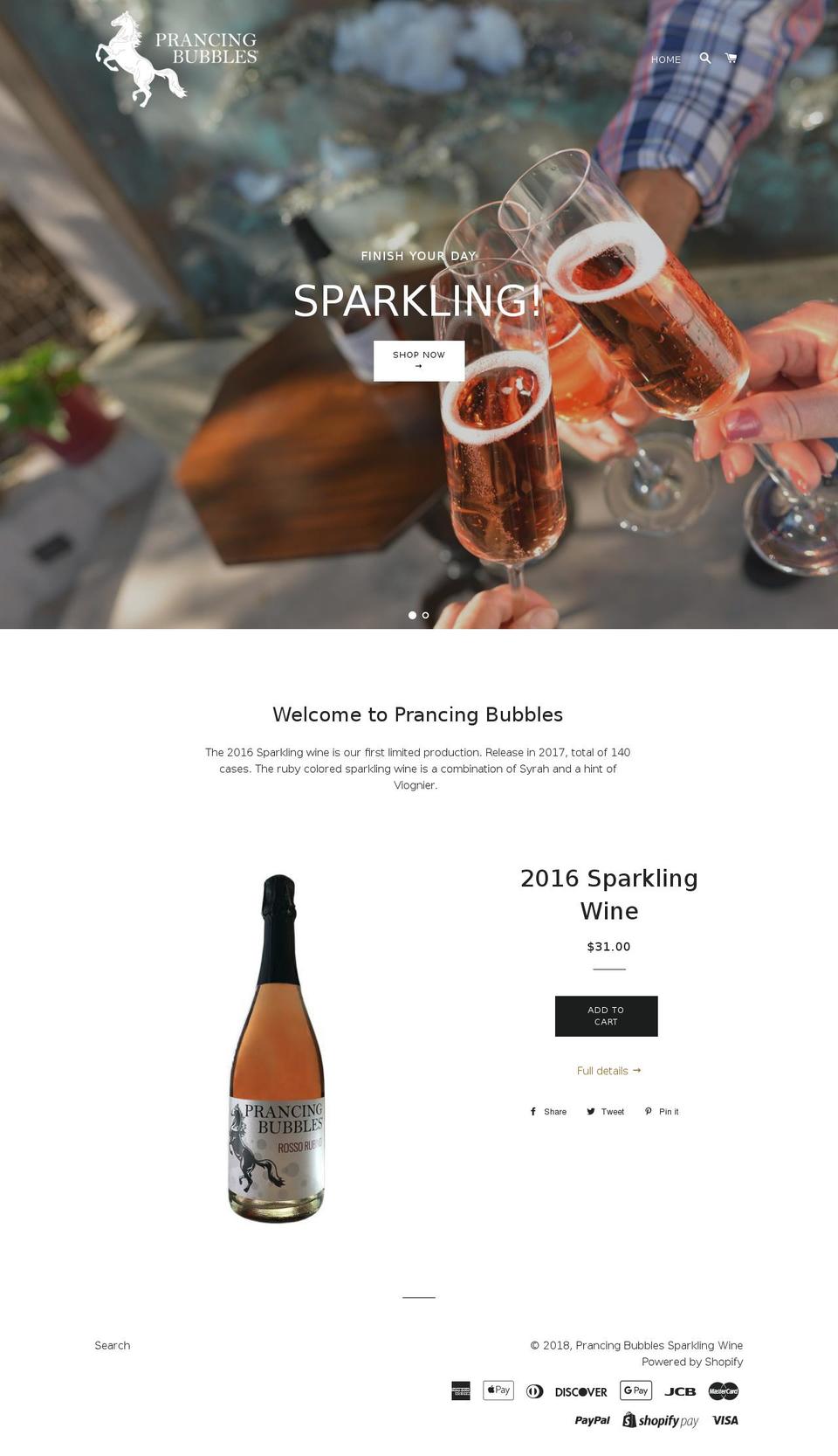 prancingbubbles.com — Shopify storefront screenshot