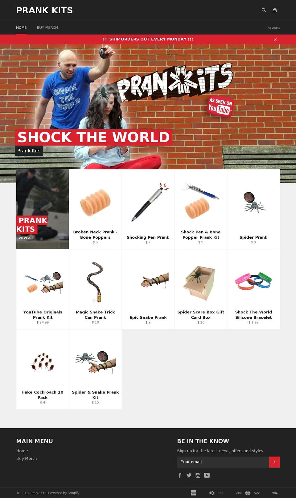 prankpackage.com shopify website screenshot