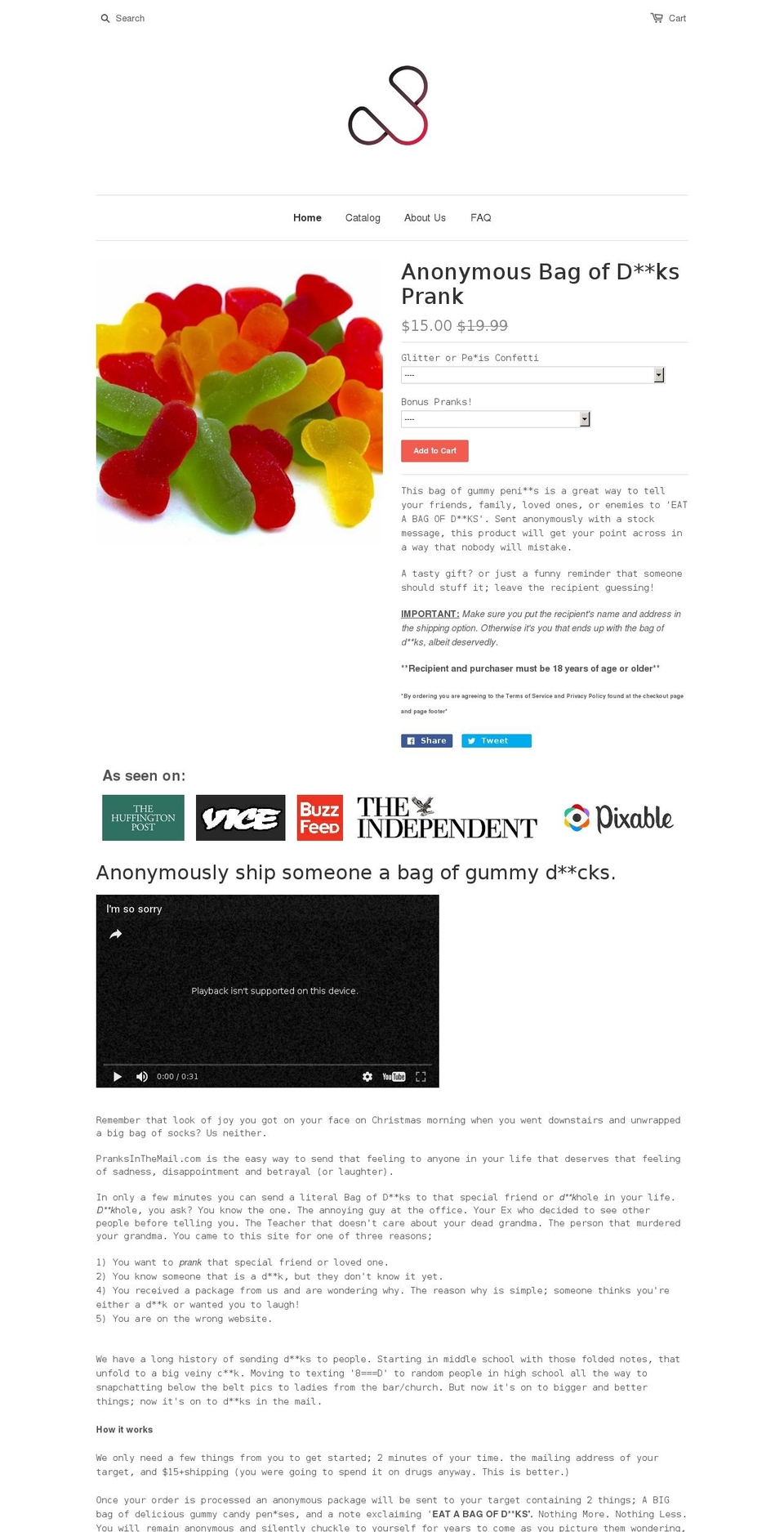 pranksinthemail.com shopify website screenshot