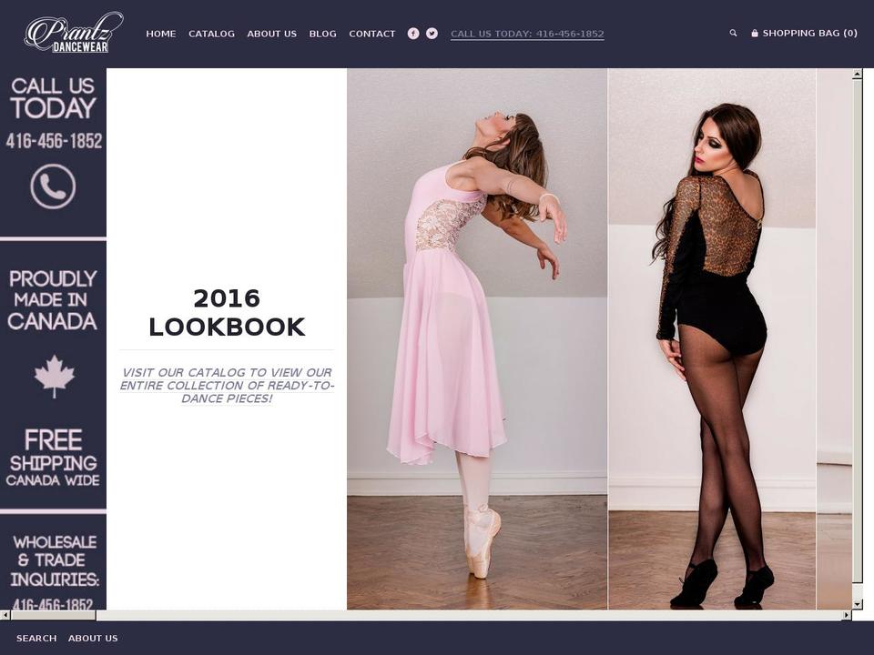 Lookbook Shopify theme site example prantzdancewear.com
