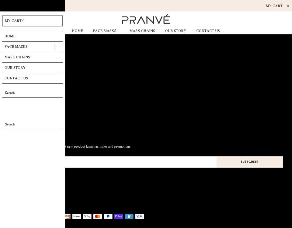 pranve.com shopify website screenshot