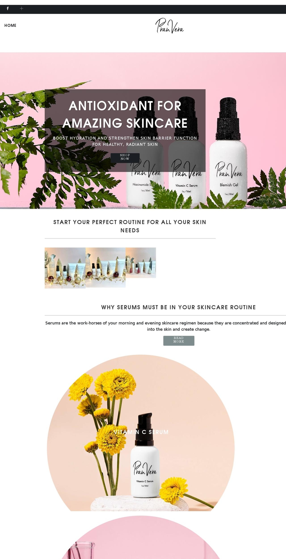 pranveraskincare.com shopify website screenshot