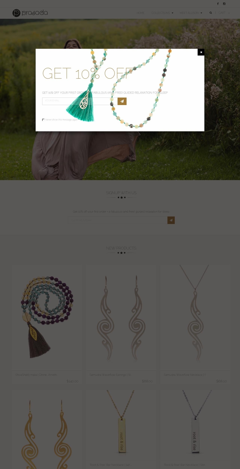 Jewelry r Shopify theme site example prasadajewelry.com