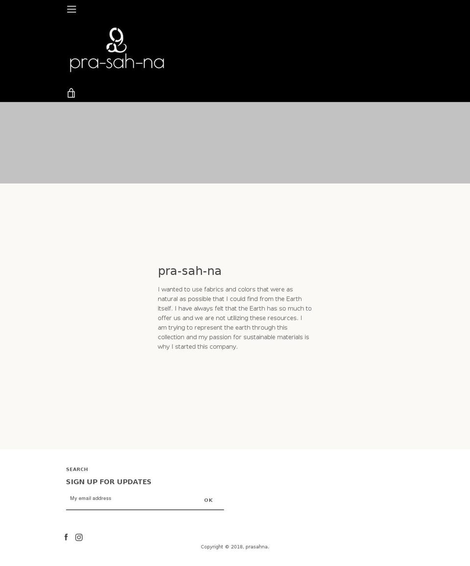 prasahna.com shopify website screenshot