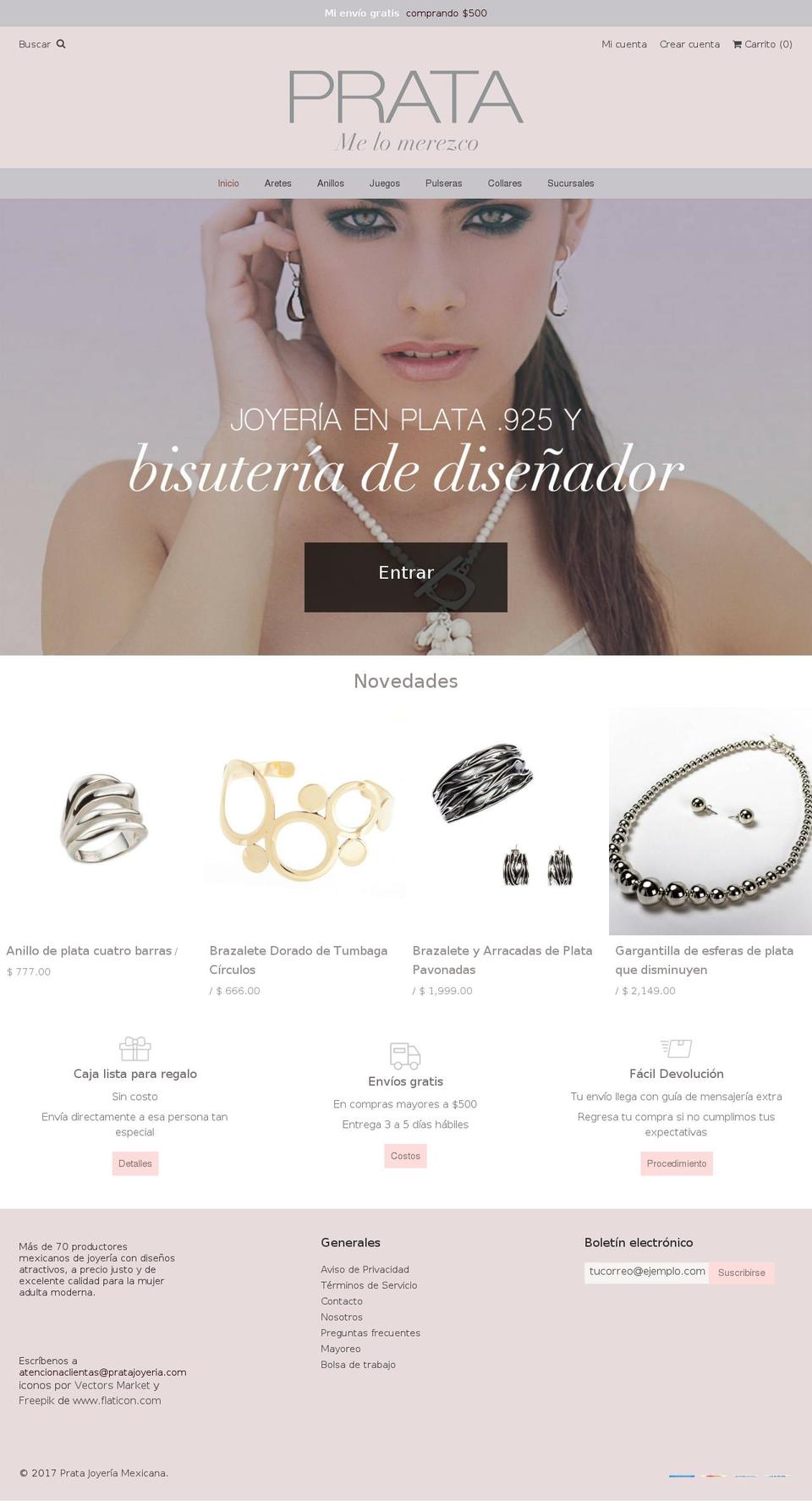 pratajoyeria.com shopify website screenshot