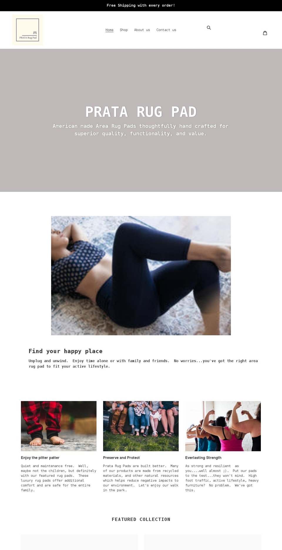 pratarugpad.com shopify website screenshot