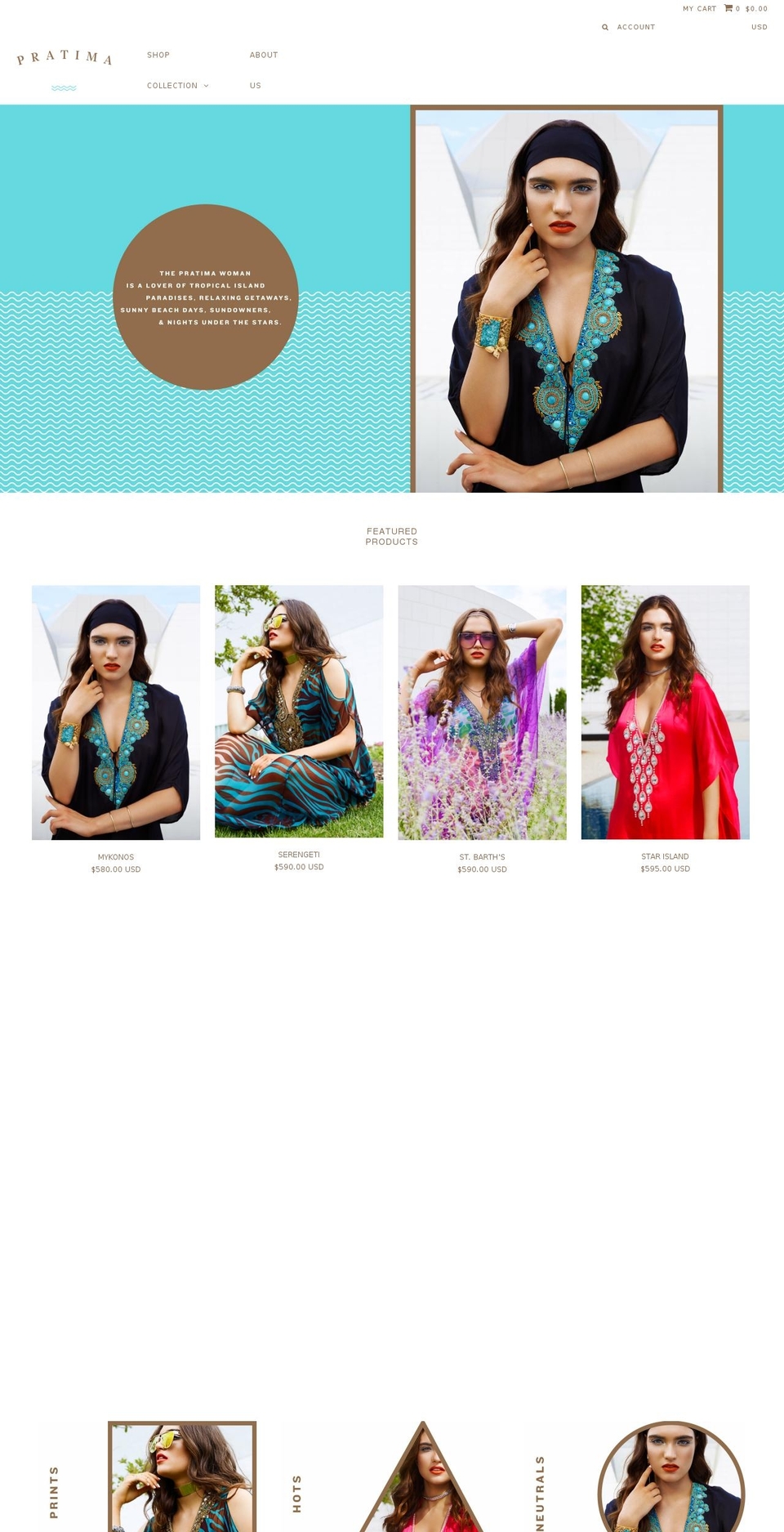 pratimaresortwear.com shopify website screenshot