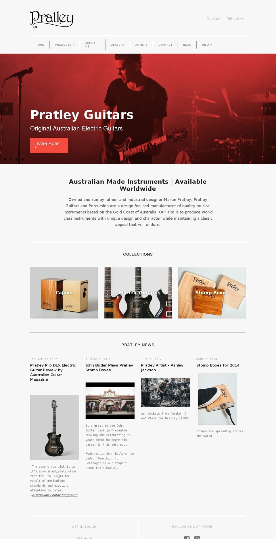 pratleyguitars.com.au shopify website screenshot