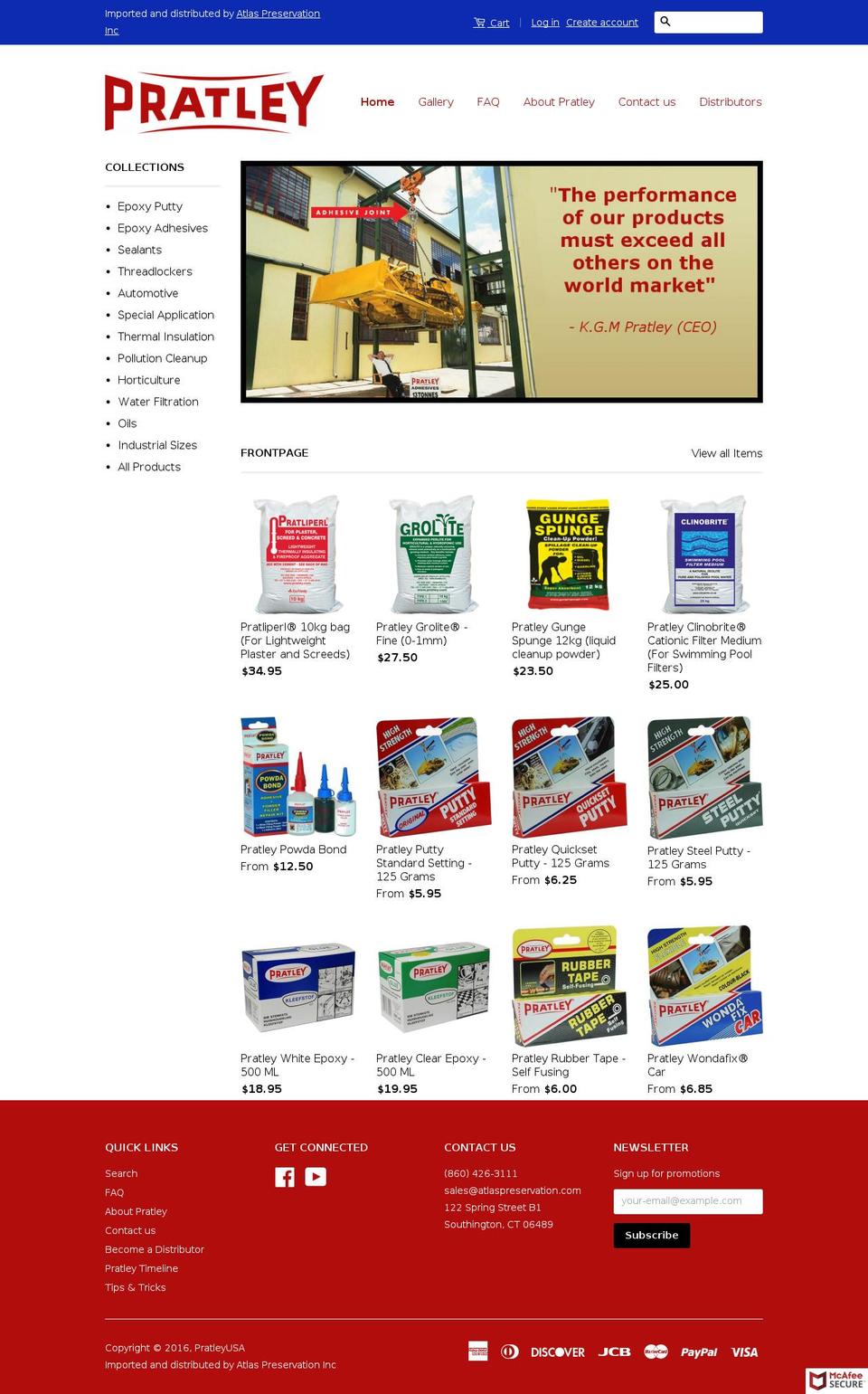 pratleyusa.com shopify website screenshot