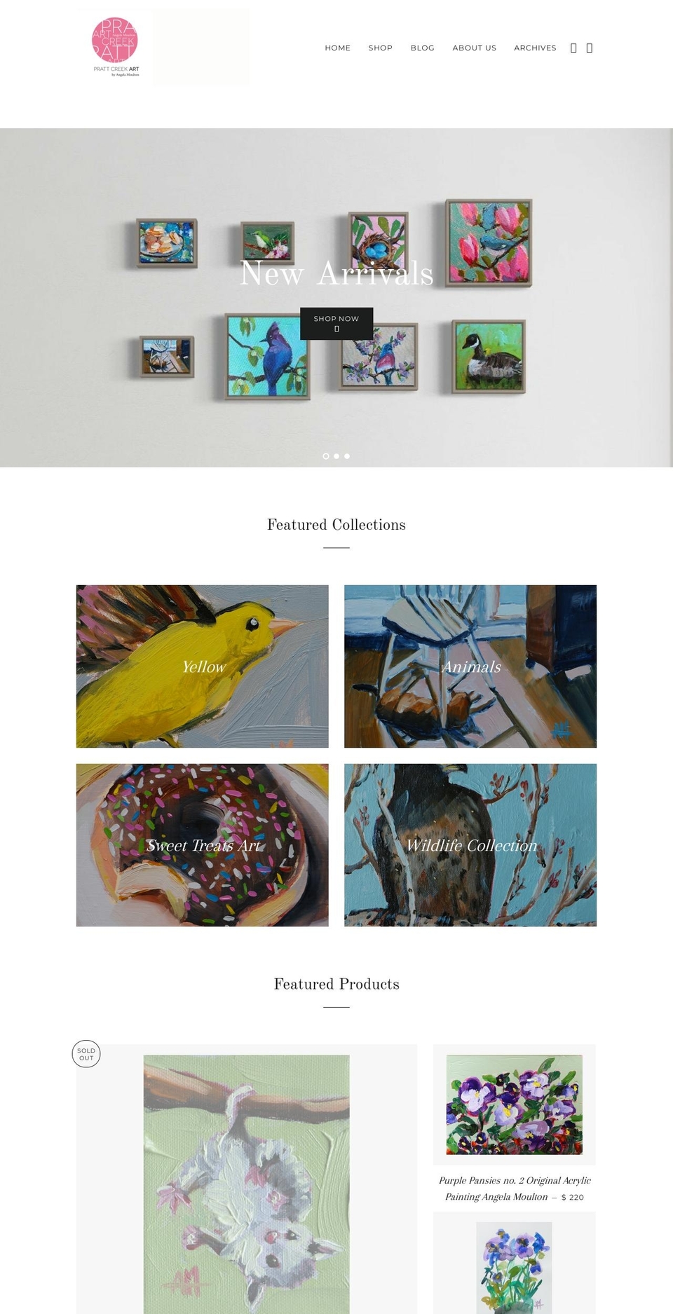 pratt-creek-art.myshopify.com shopify website screenshot